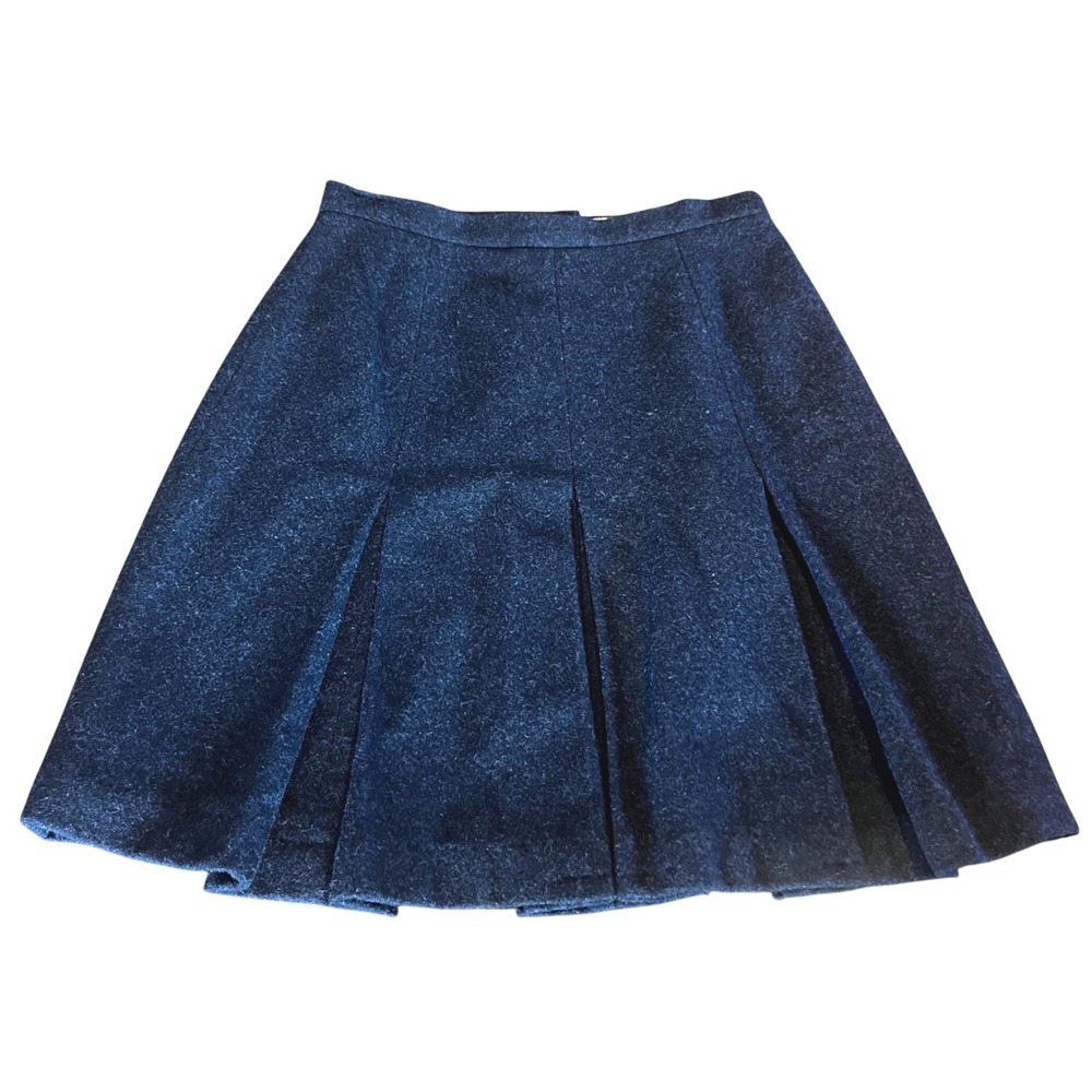Eddie Bauer Womens Gray Wool Blend Pleated A-Line Skirt Size 6 Vintage Academia